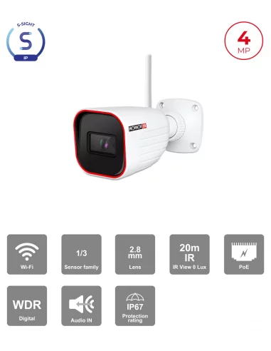 Caméra Bullet WiFi 4MP – Objectif Fixe IR 20m | Sécurité Sans Fil Maroc
