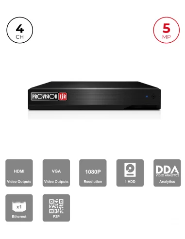NVR 4CH 5MP – NVR5-4100XN(MM), 1 HDD 6To, HDMI/VGA | Provision-ISR Maroc