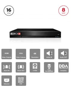 NVR 16CH 8MP avec Reconnaissance Faciale & Alarmes