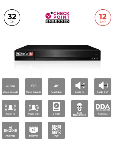 NVR 32CH 12MP – NDAA, Alarmes & Reconnaissance Faciale