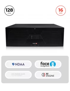NVR 128CH 16MP avec RAID, Alarmes & IA – NDAA Conforme