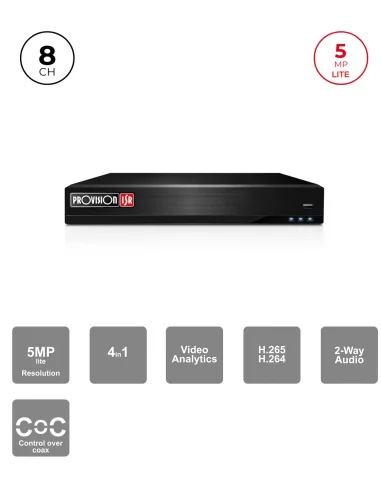 DVR Hybride 8+4CH IP 5MP HDMI VGA Audio – Provision ISR