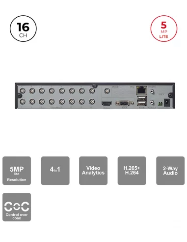 DVR Hybride 16CH+8CH IP 5MP HDMI VGA Audio – Provision ISR
