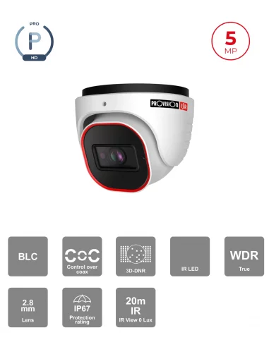 Caméra dôme 5MP analogique IR 20m – Objectif fixe