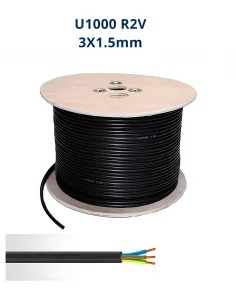 Câble électrique rigide U-1000 R2V 3x1.5mm² | Installation domestique et tertiaire