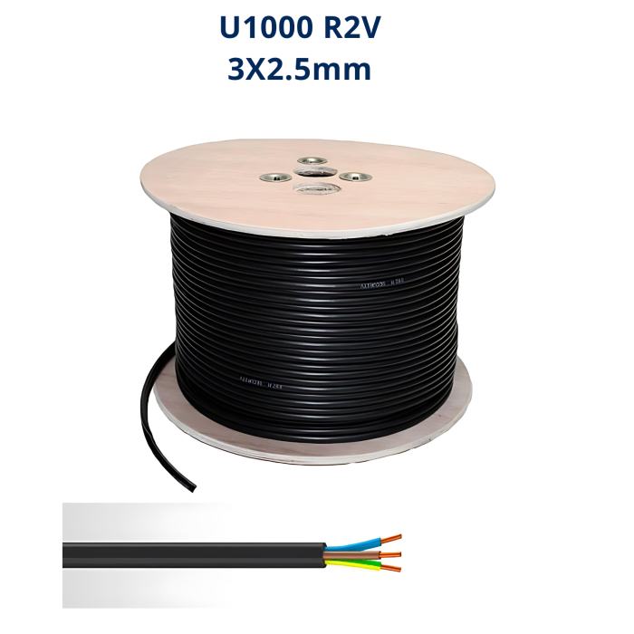 Câble électrique rigide 3x2.5 U-1000 R2V Maroc | Normes électriques