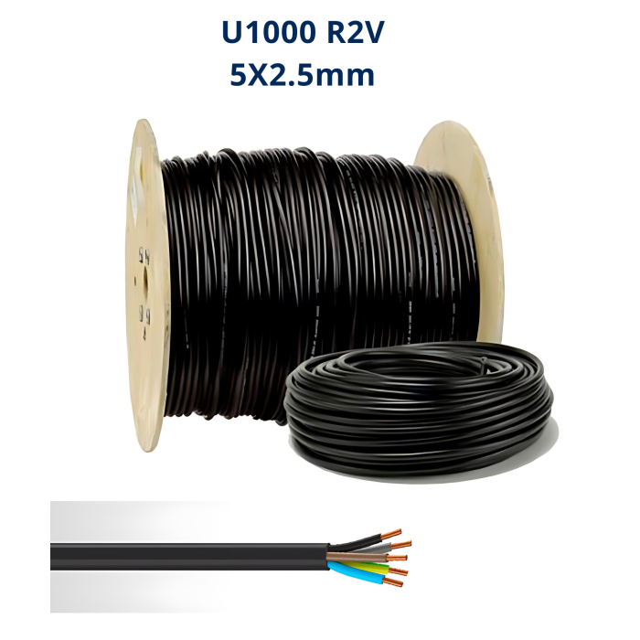 Câble électrique rigide 5x2.5 U-1000 R2V Maroc | Normes électriques