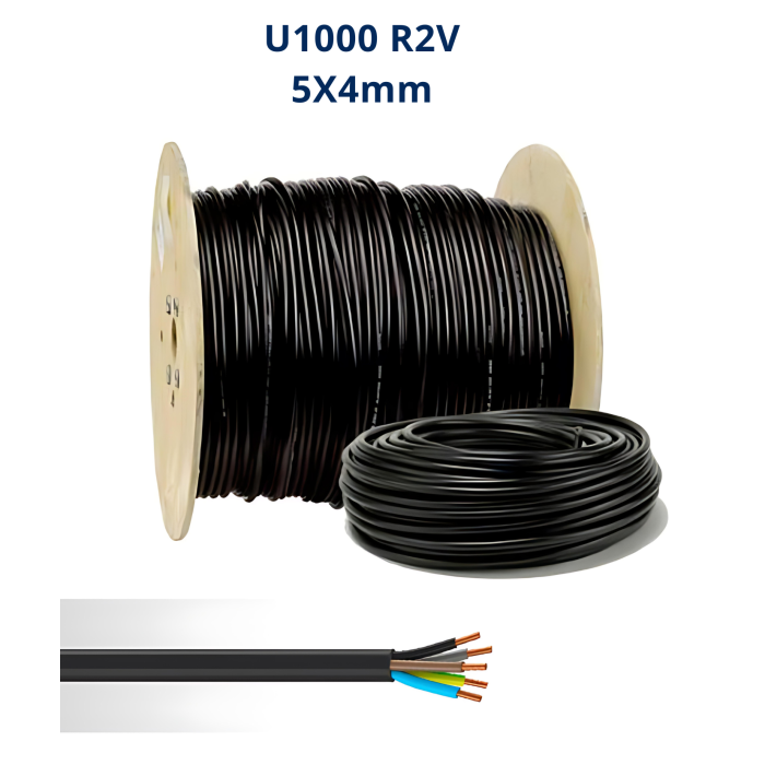 Câble électrique rigide 5x4 U-1000 R2V Maroc | Normes électriques