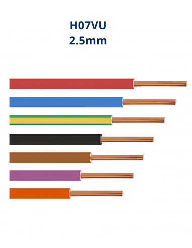 Cable conducteur H07VU 1X2.5 mm²,...