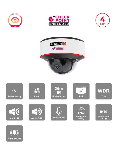 Caméra IP 4MP PoE Anti-Vandale – IR 20m, Objectif 2.8mm – Série E-Sight