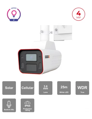 Caméra Solaire 4MP Bullet – DDA Analytics Objectif Fixe | Vidéosurveillance Maroc