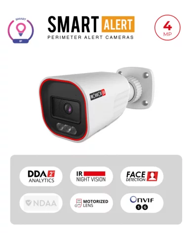 Caméra IP 4MP Smart-Sight Bullet – PoE, Dissuasion Active, Lentille Motorisée | Maroc