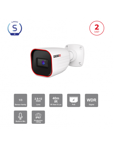 Caméra IP Bullet 2MP PoE – S-Sight,...