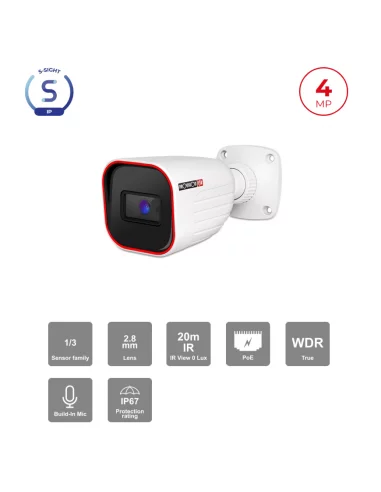 Caméra Bullet IP 4MP PoE – IR 20m H.265 | S-Sight Series Maroc