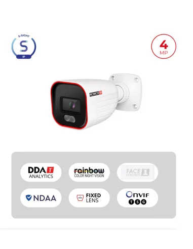 Caméra Bullet IP 4MP PoE Rainbow – LED Blanche, Vision Couleur Nuit | S-Sight Maroc