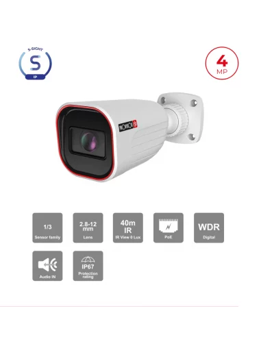 Caméra Bullet IP 4MP PoE Varifocale – IR 40m H.265 | S-Sight Maroc