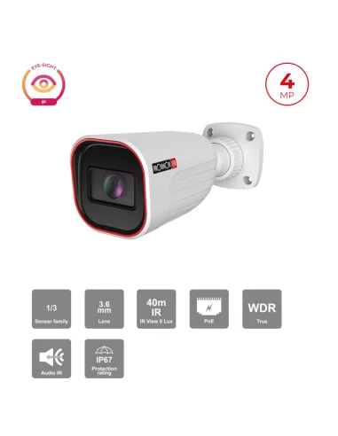 Caméra Bullet IP 4MP Eye-Sight – IR 40M, H.265, 3.6mm, PoE | Maroc