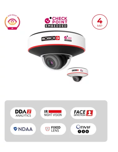 Caméra Mini Dome IP 4MP PoE – Eye-Sight, IR 10m, 2.8mm, H.265