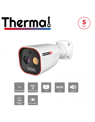 Caméra thermique, 5MP, Bullet à...