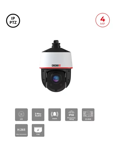 Mini Caméra IP PTZ 4MP – Zoom x25, DDA Analytics, PoE+, Support Inclus