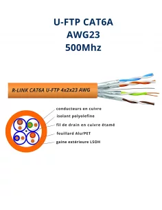 Câble CAT6A U-FTP 500 MHz AWG23 – Câble Réseau Blindé Haute Vitesse | Maroc