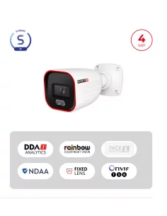 Caméra Bullet IP 4MP PoE Rainbow – LED Blanche, Vision Couleur Nuit | S-Sight Maroc