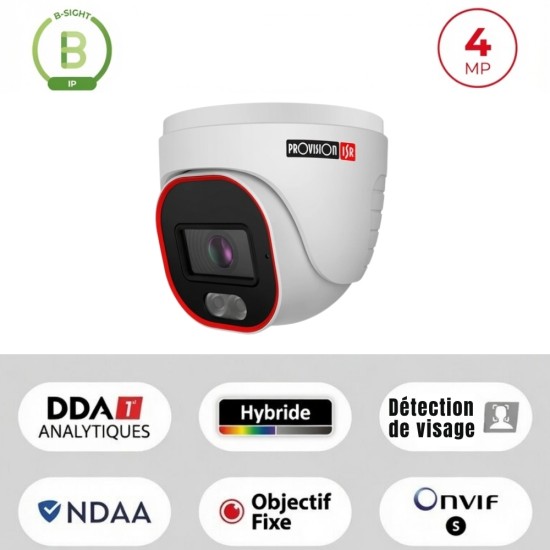 Caméra Dôme IP 4MP B-Sight IR 20m Objectif Fixe | Surveillance IP