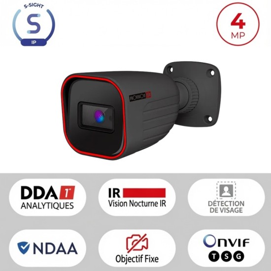 Caméra Bullet IP 4MP PoE S-Sight | H.265, IR 20m, Objectif 2.8 mm Maroc
