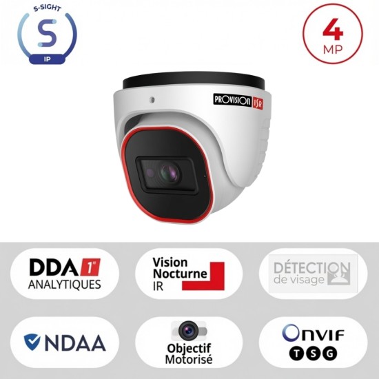 Caméra Dôme IP 4MP PoE S-Sight | Objectif Vari-focal 2.8-12 mm, IR 40m
