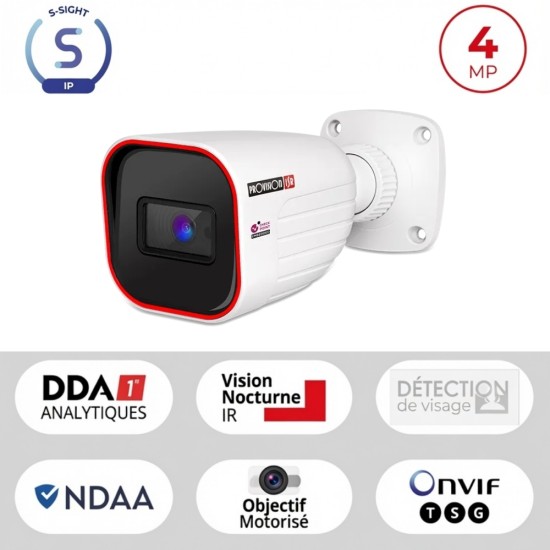 Caméra Bullet IP 4MP PoE S-Sight | Objectif Vari-focal 2.8-12 mm, IR 40m